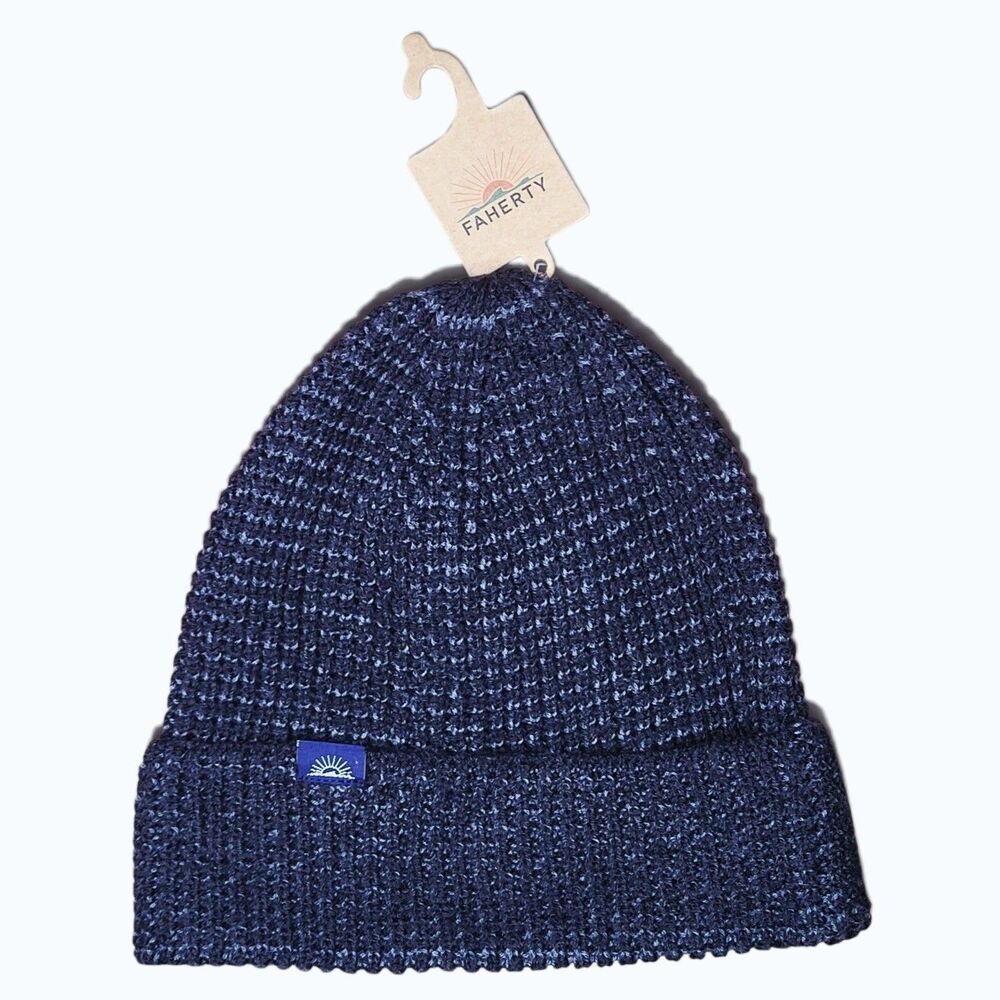 NWT Faherty Winter Waffle Beanie Cotton Cashmere Blend Ash Men's One Size